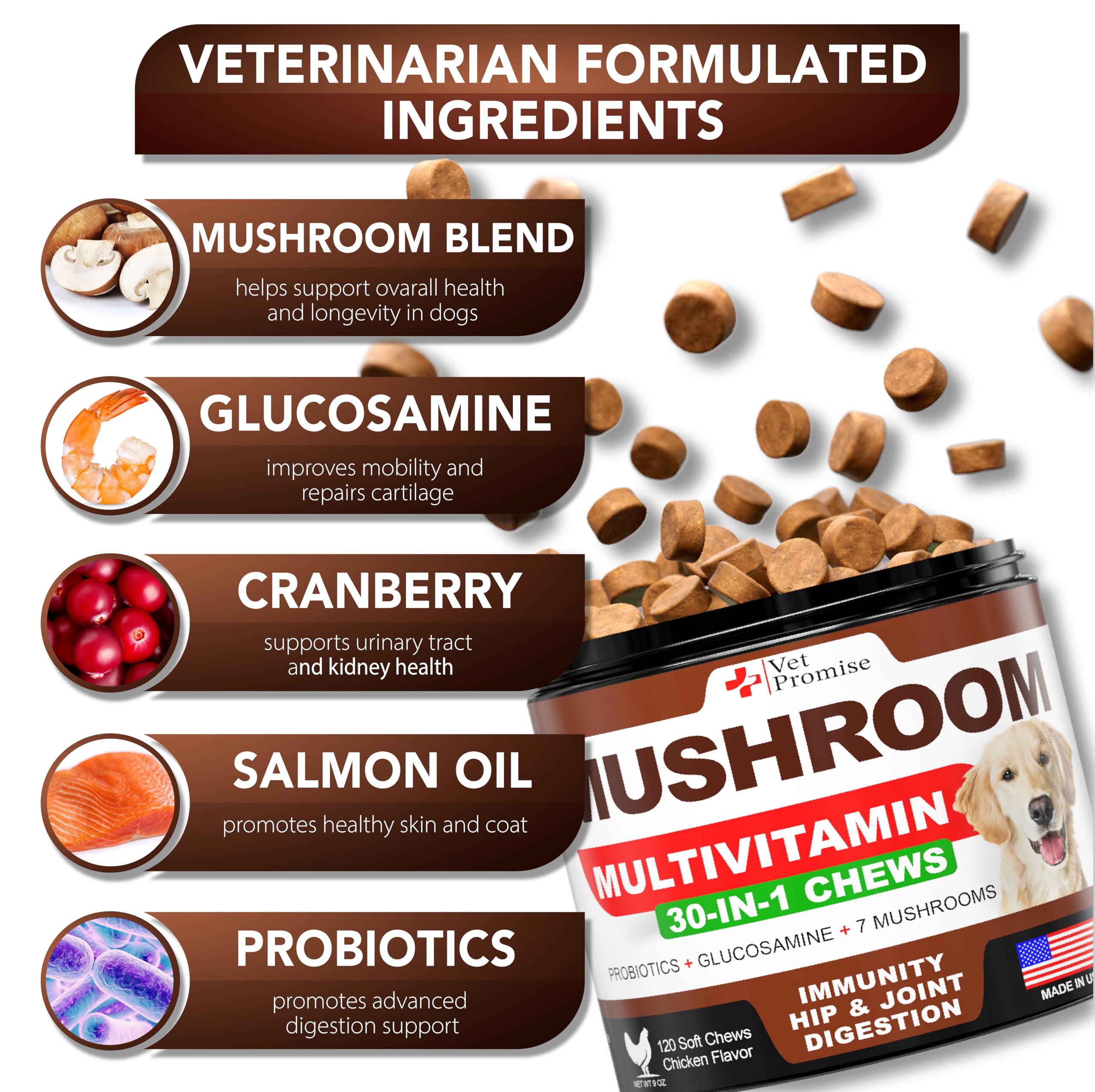 Vet Promise pastillas masticables de hongo para perros