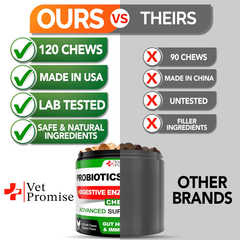 Vet Promise probióticos para perros - masticables para uso diario en casa.