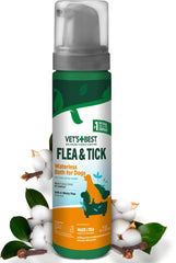 Vet’s Best baño espuma sin enjuague para pulgas en perros, protección rápida.