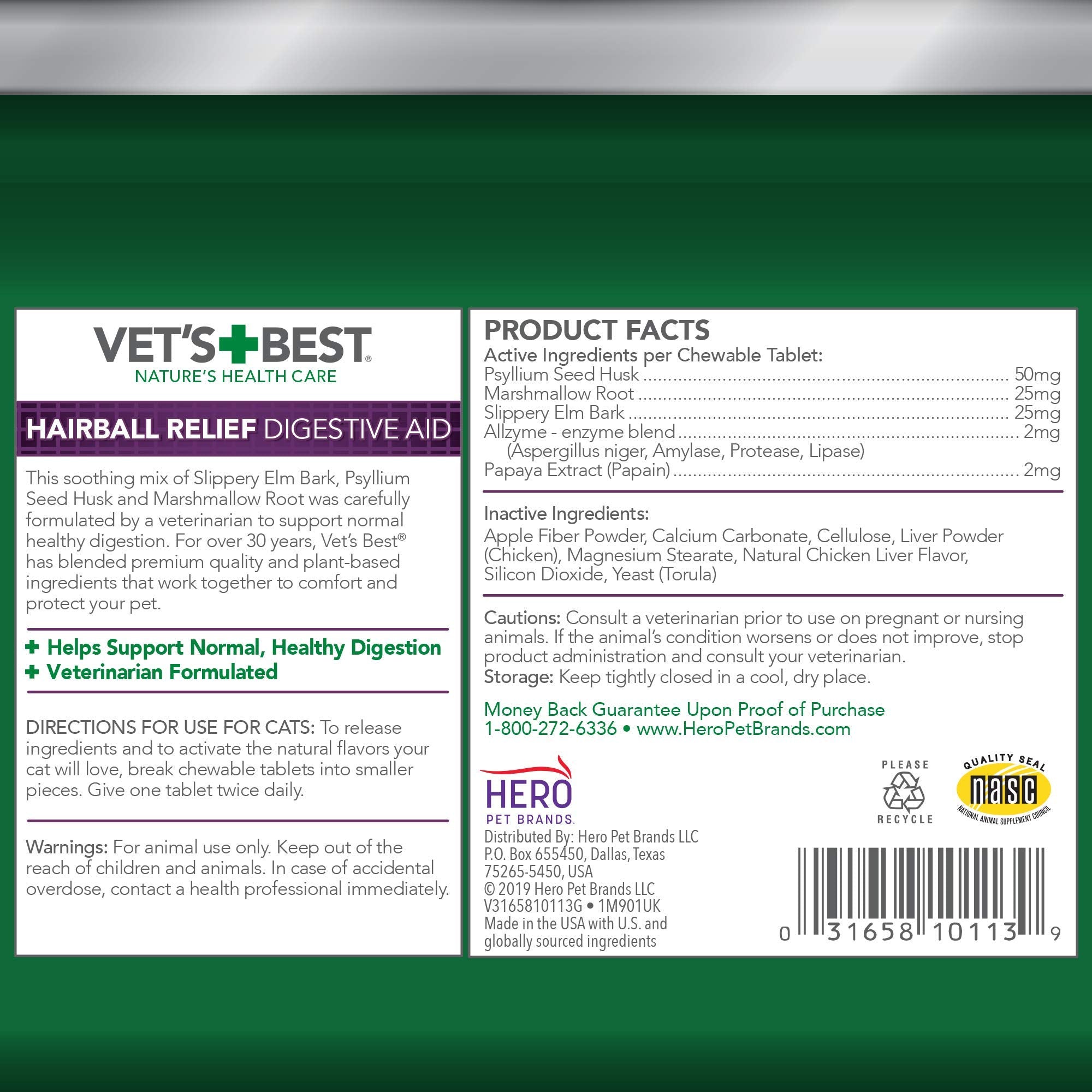 Vet's Best Cat Hairball Relief: suave y crujiente para paladar felino.