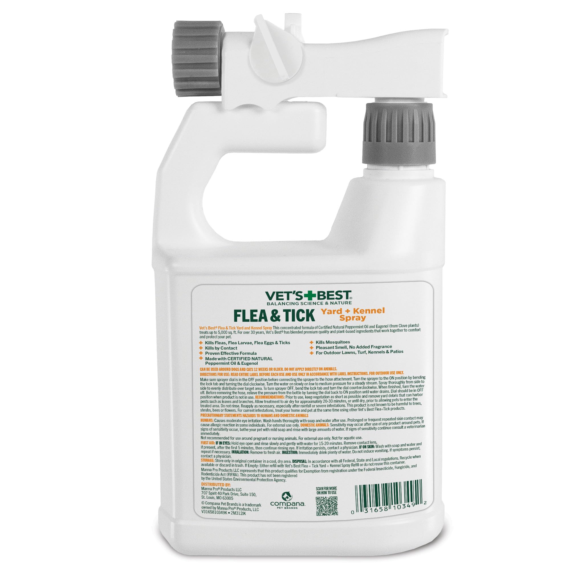 Etiqueta certificada Vet's Best con aceites naturales para uso responsable.