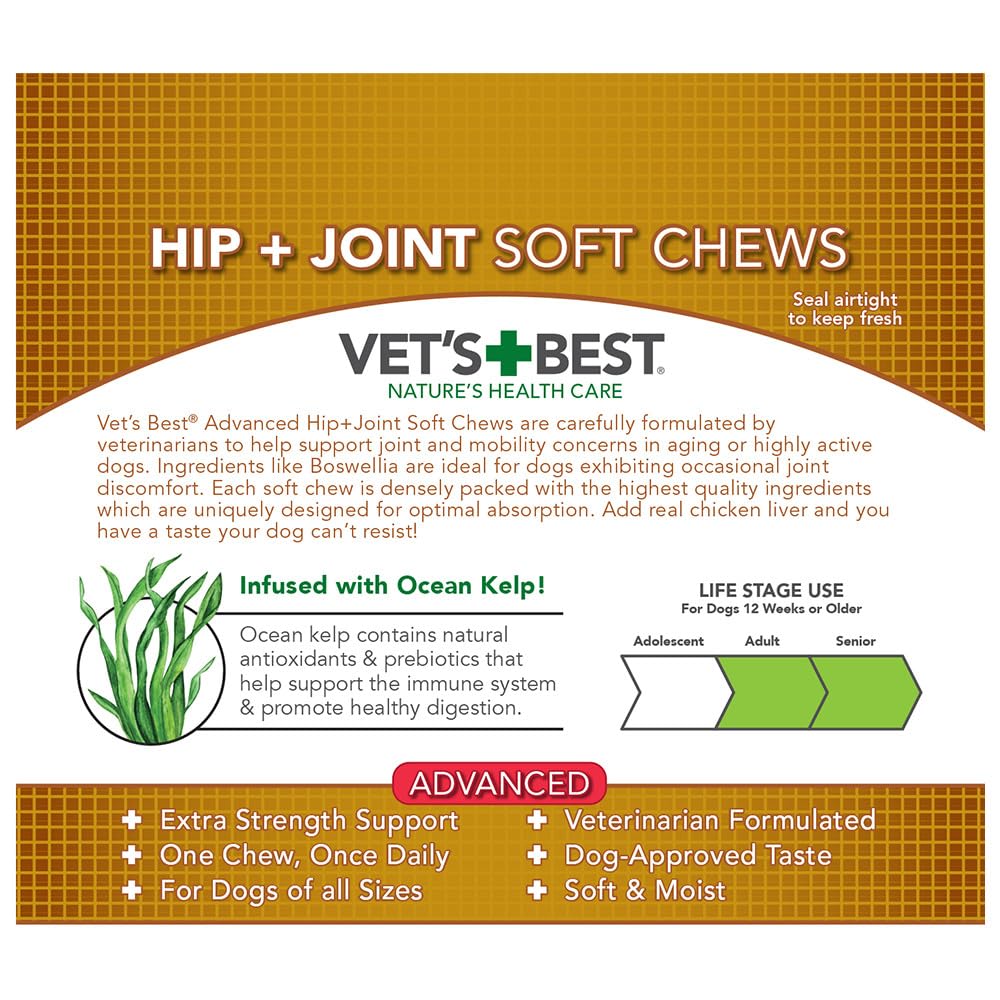 Ingredientes Vet’s Best: glucosamina y condroitina para articulaciones.