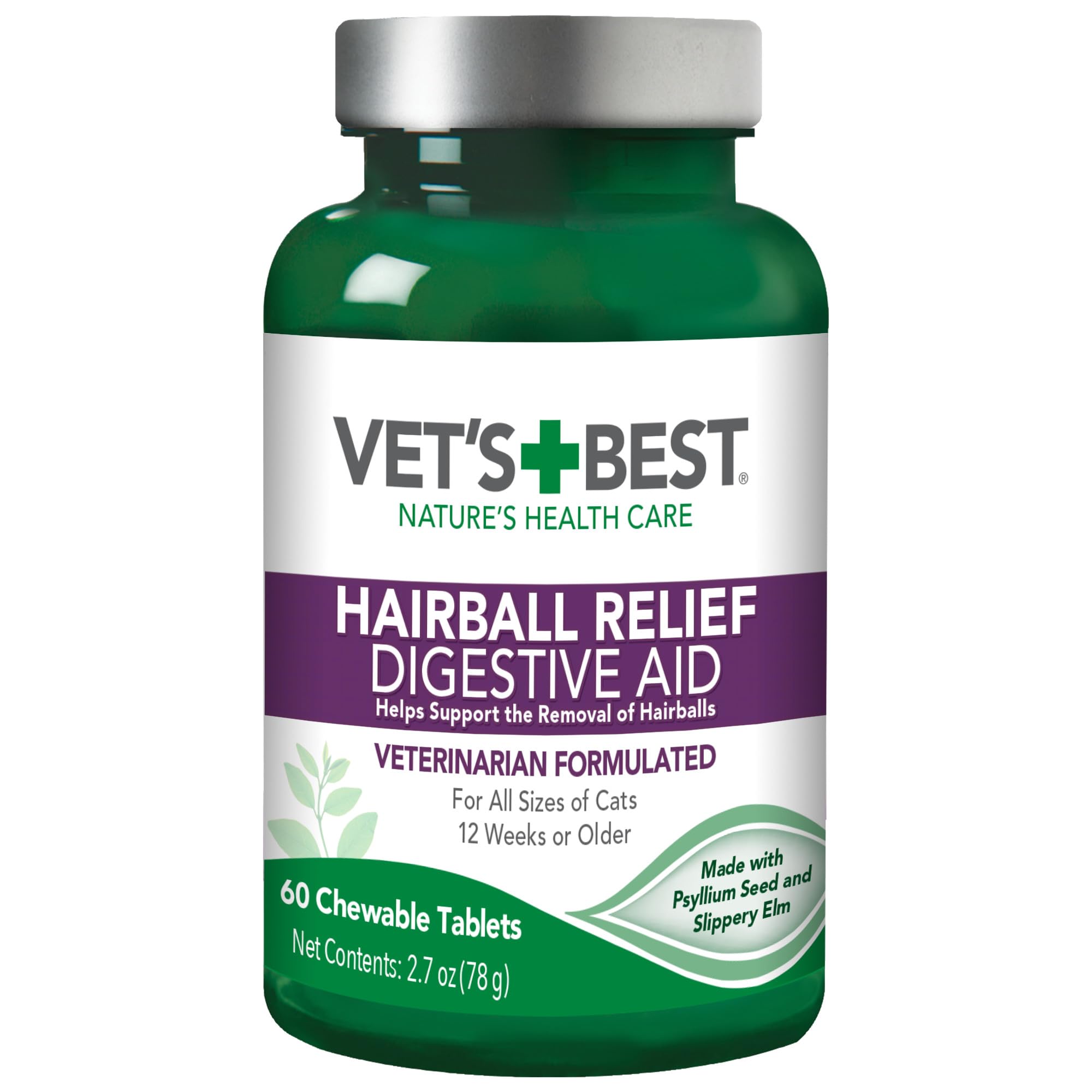 Vet's Best tabletas masticables sabor pollo para alivio de bolas de pelo en gatos.