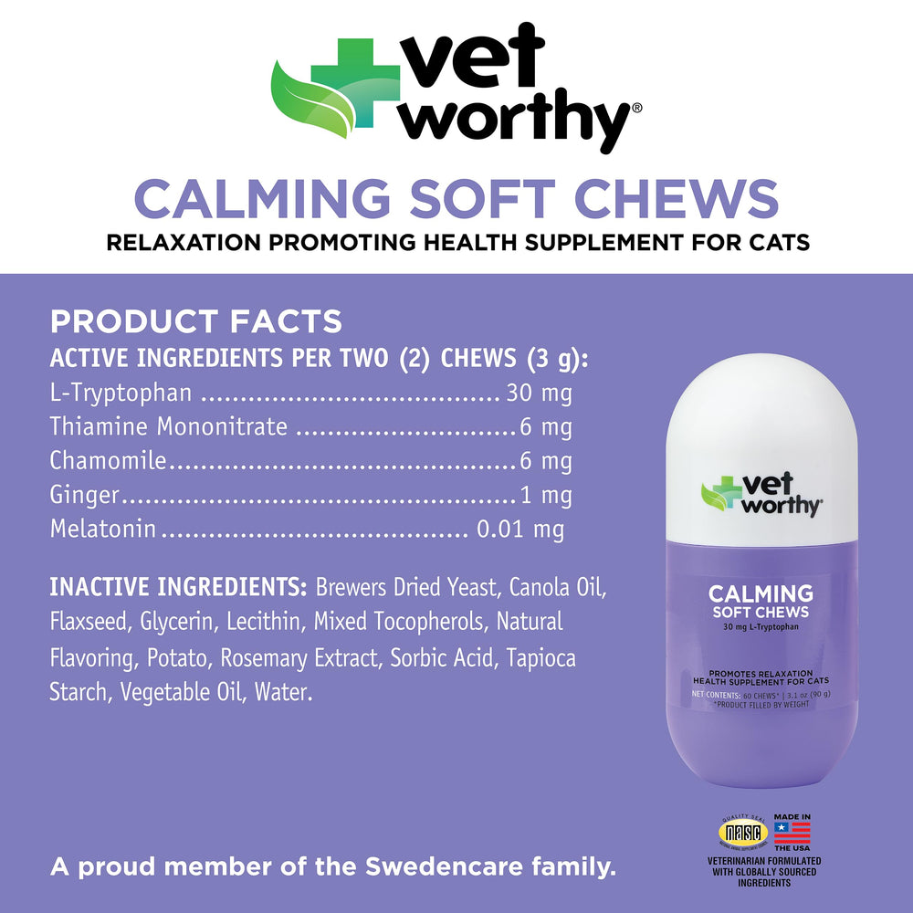 Vet Worthy gomitas calmantes para gatos, útiles en cambios de rutina y nuevas experiencias.
