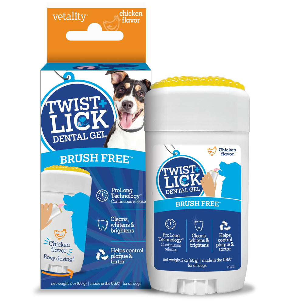 Vetality Twist-Lick gel: aplicación fácil para el cuidado dental diario del perro.