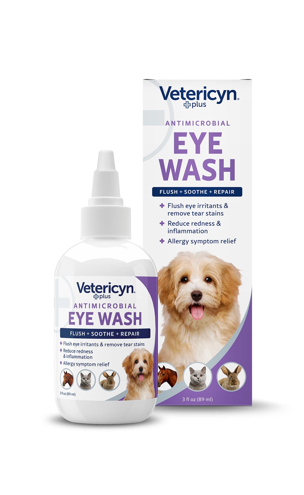 Vetericyn Plus Enjuague Ojos para perros y gatos, alivio suave de irritaciones.