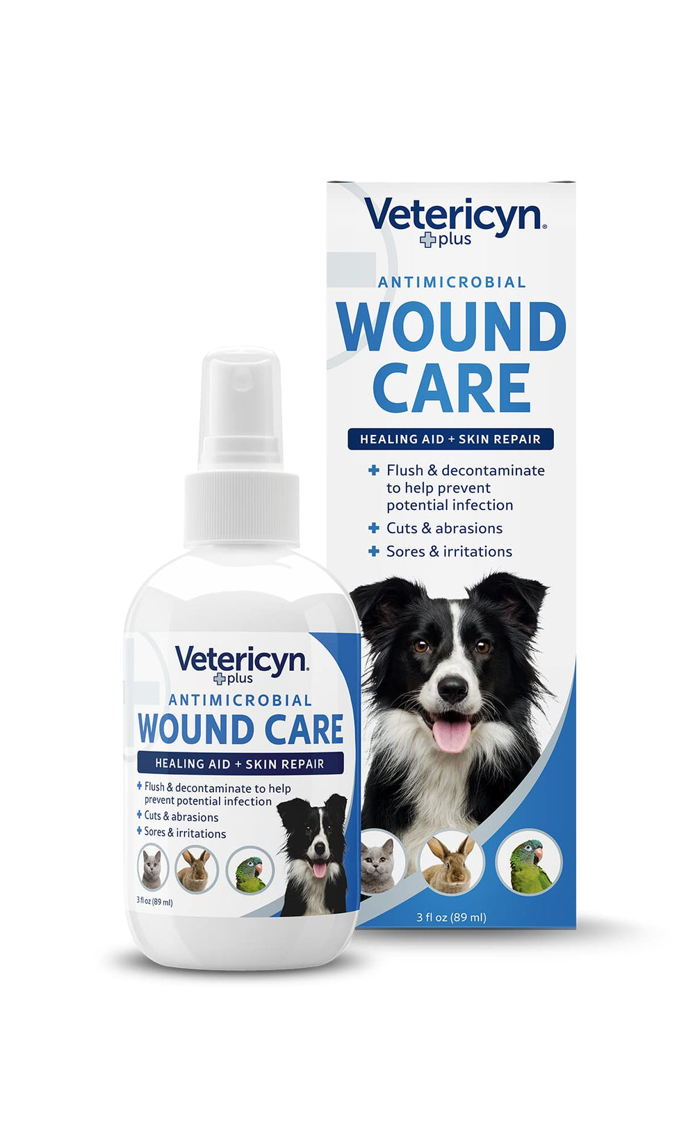 Vetericyn Plus rociador para heridas de perro, limpieza segura.