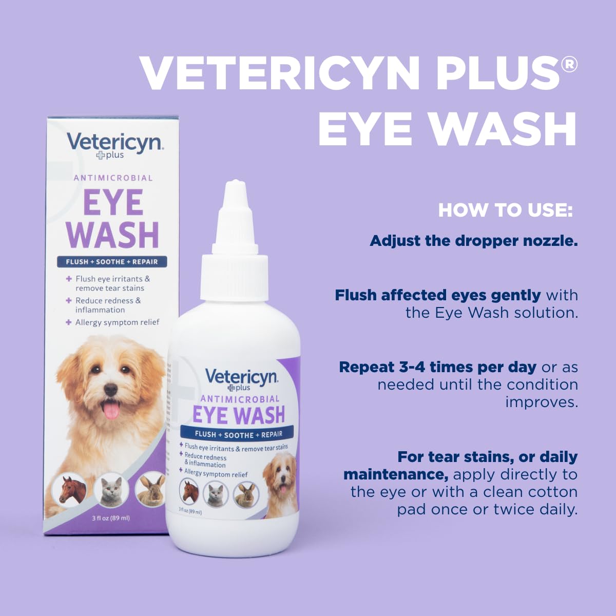 Vetericyn Plus Seguro para uso en casa, cuida ojos de mascotas.