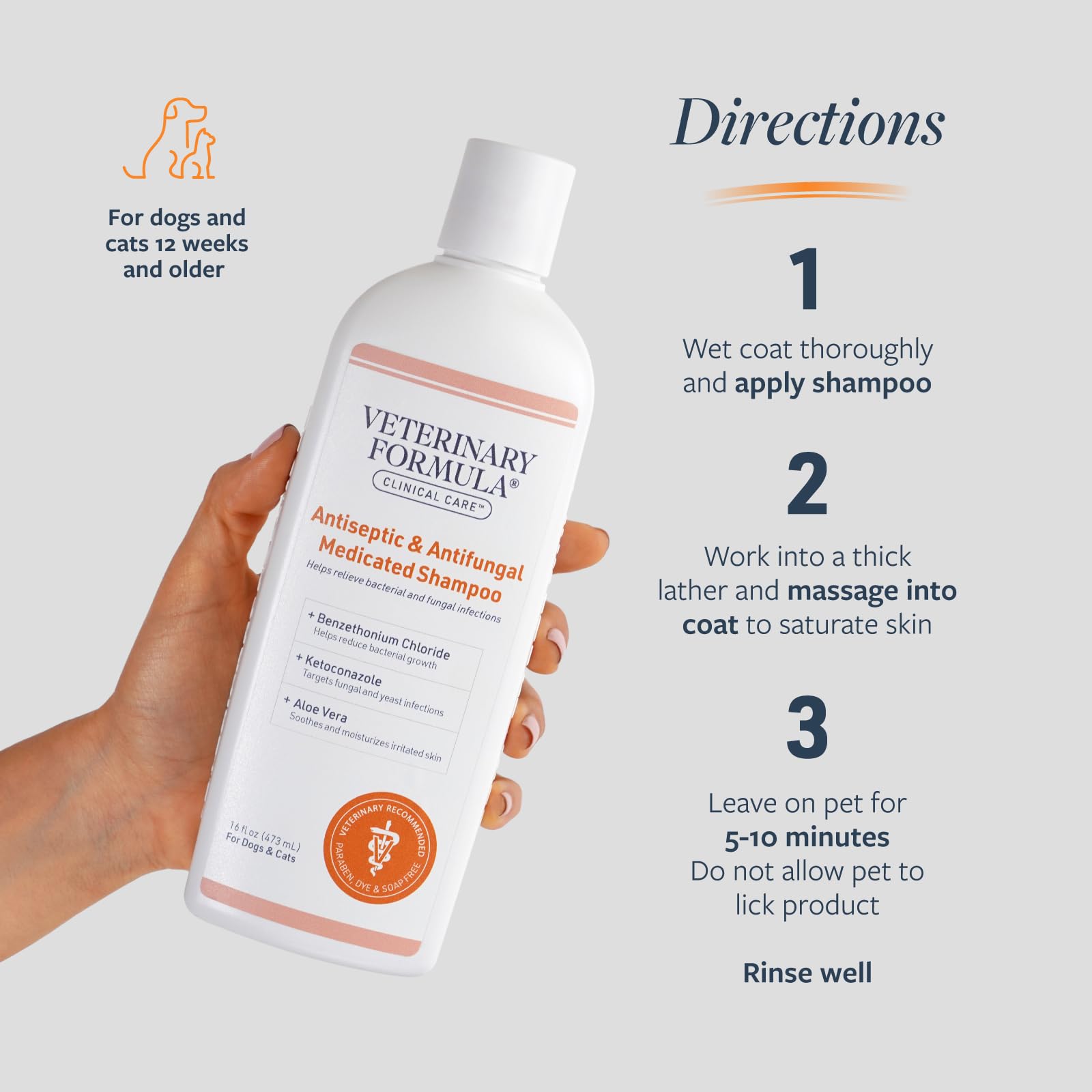 Veterinary Formula Clinical Care etiqueta del producto, información clara para uso adecuado