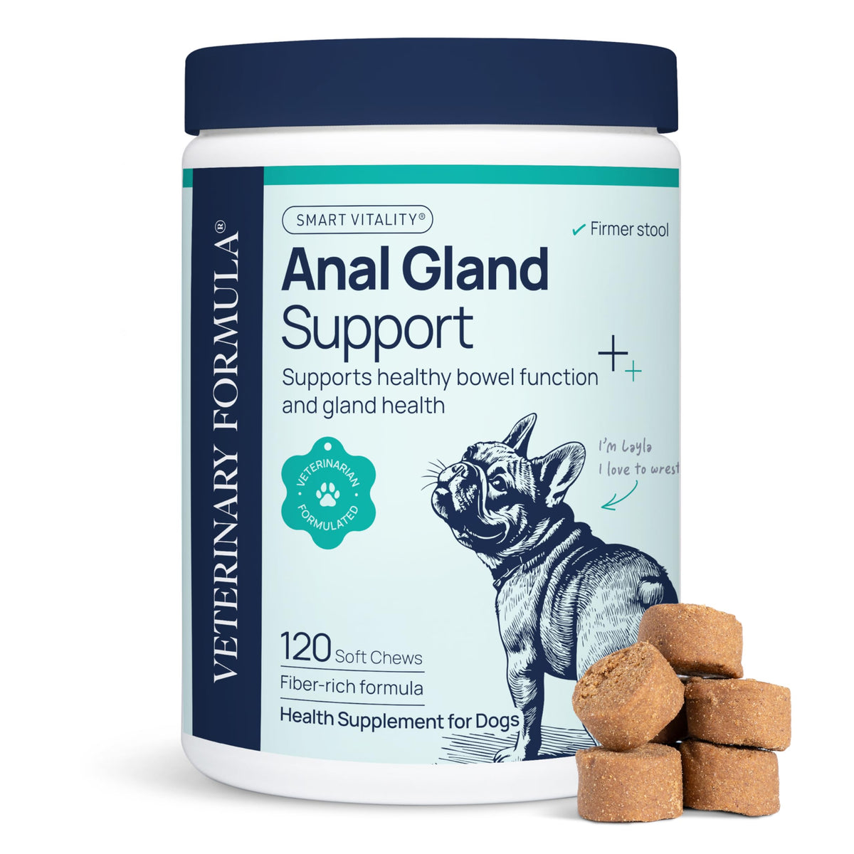 Fórmula veterinaria gomitas soporte glándula anal con calabaza para digestión