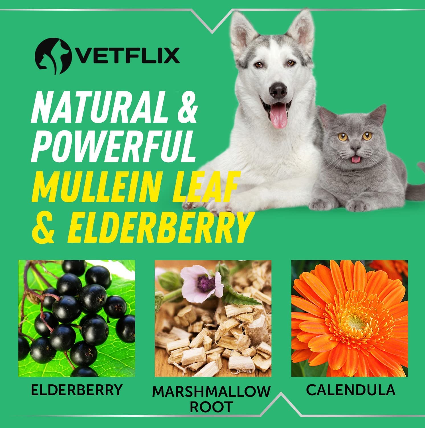 Vetflix mezcla de malvavisco para irritación de garganta