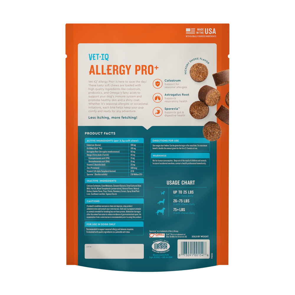 VetIQ Allergy Pro+ favorece piel sana y pelaje brillante en perros