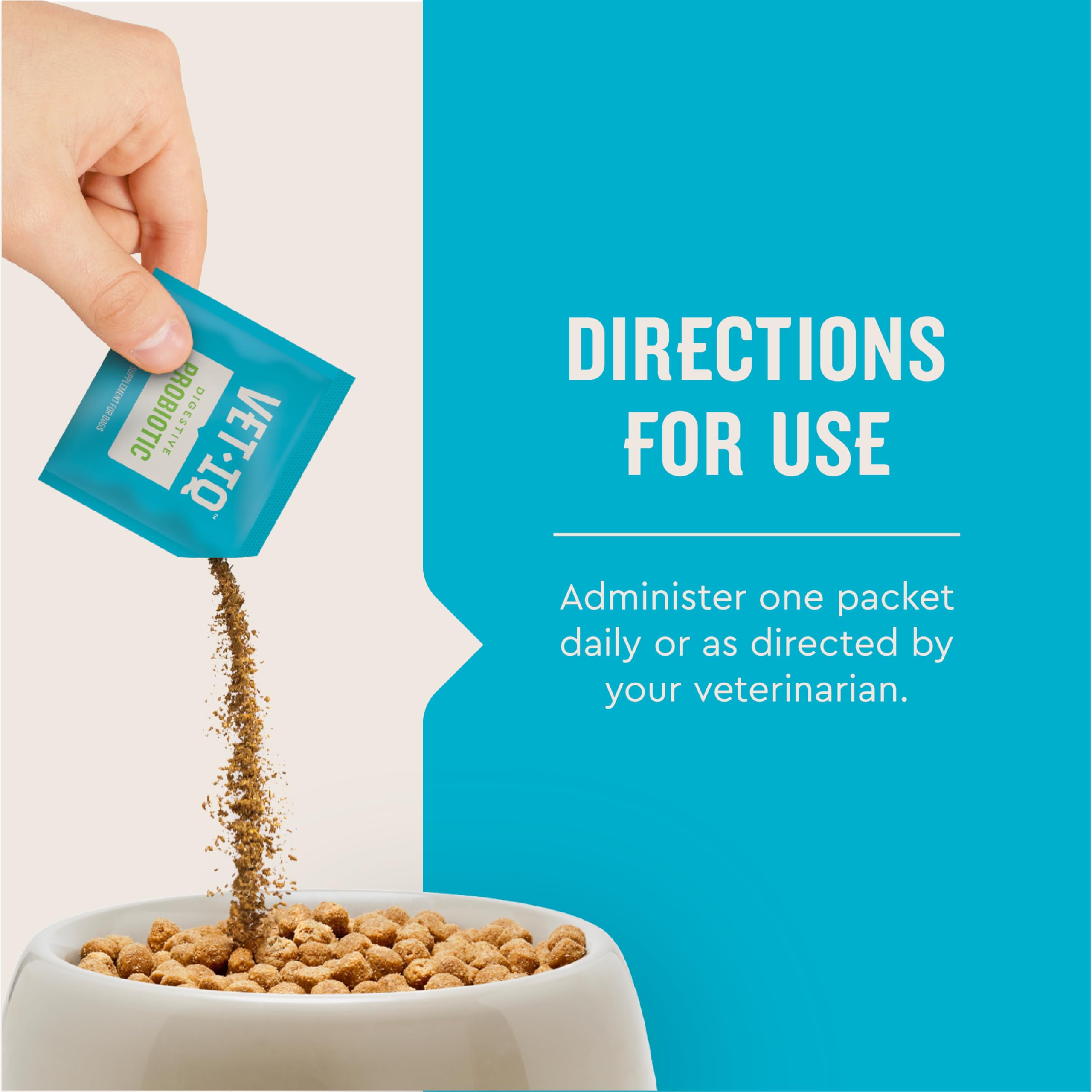 VetIQ dog probiotic packets offer easy-dispense design for daily routines.