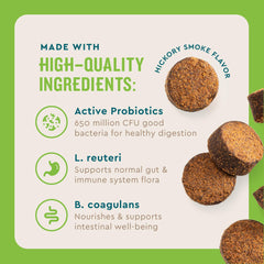 VetIQ probiótico para perros: digestión estable con ingredientes de alta calidad.