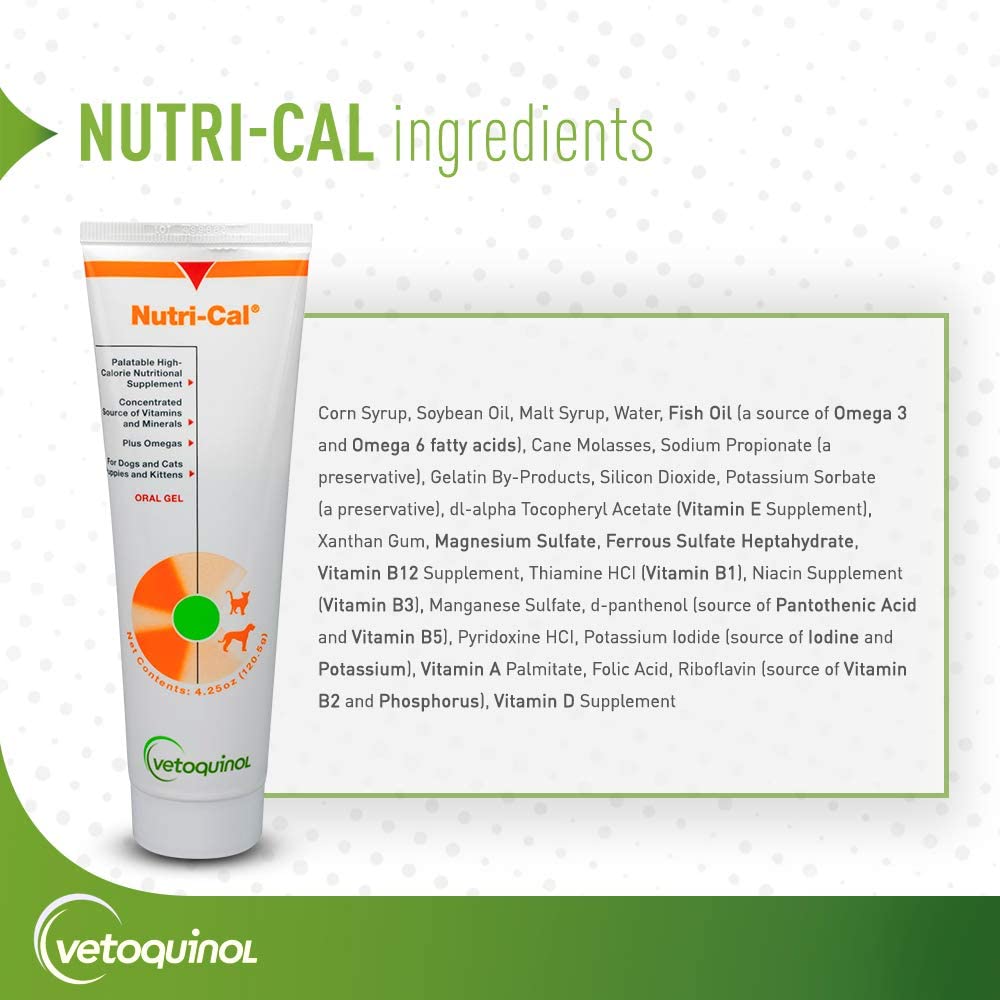 Nutri-Cal de Vetoquinol, gel sabroso y fácil de administrar para mascotas exigentes.