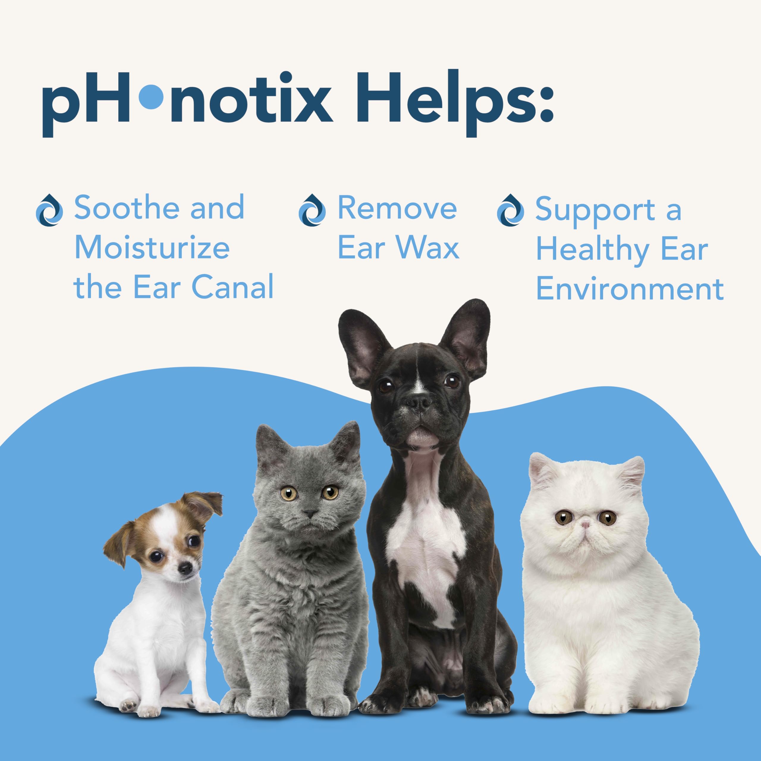 Gotas de Vetoquinol pH•notix, facilitan la eliminación suave del cerumen.