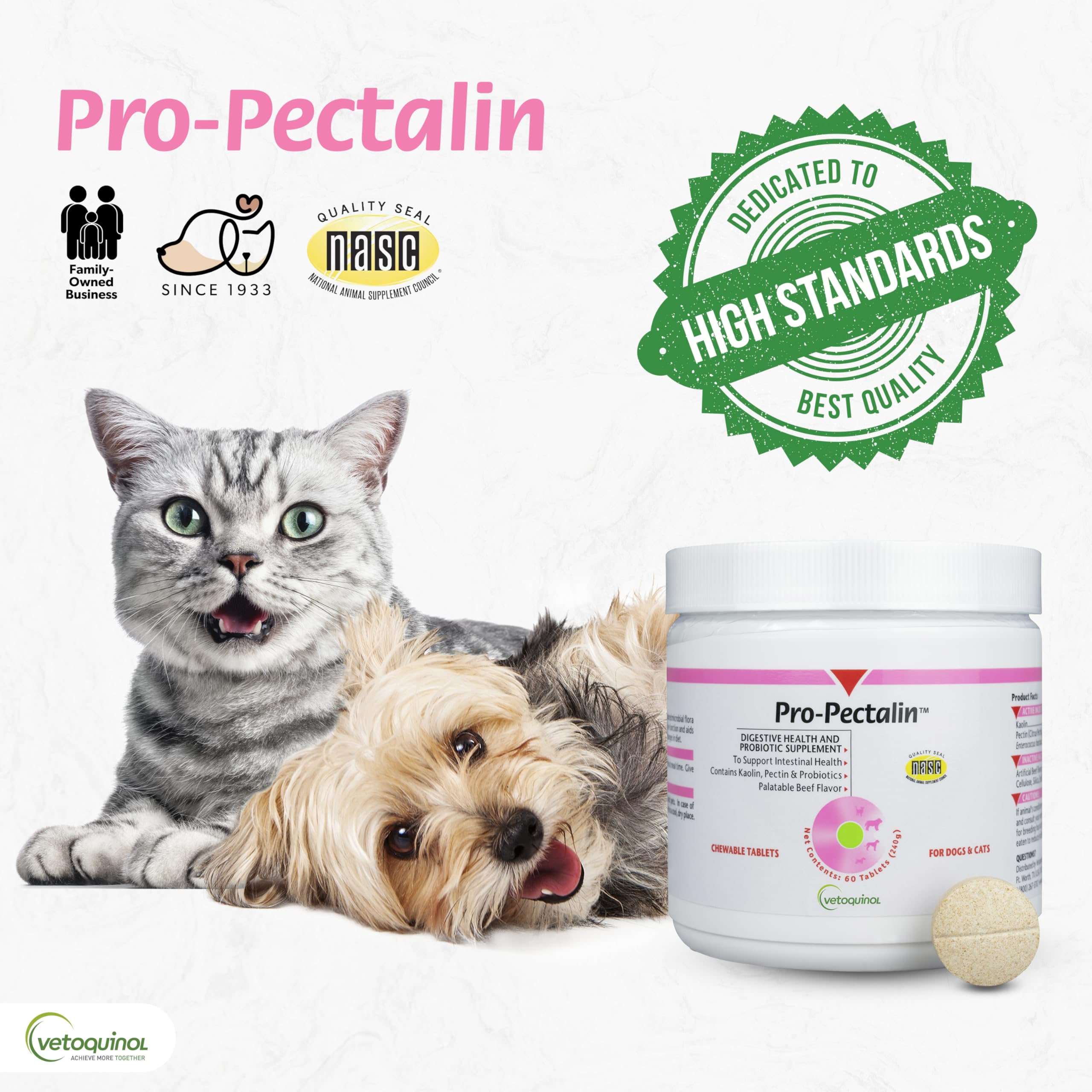 Pro-Pectalin incluye probióticos para apoyar la salud intestinal de perros y gatos.