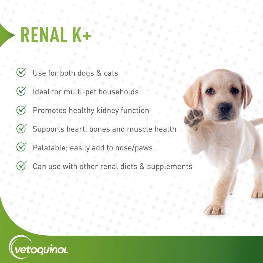 Polvo de Renal K+ de Vetoquinol textura suave para mezclar en la comida