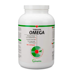 Vetoquinol Triglicerido Omega-3 en cápsulas para perros grandes favorece piel sana.