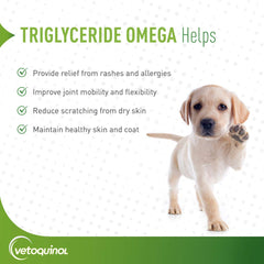Vetoquinol Triglyceride Líquido Omega-3 con dispensador sin desorden para dosis diarias.