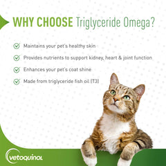 Vetoquinol Triglyceride Líquido Omega-3 en gotas para facilitar la administración.