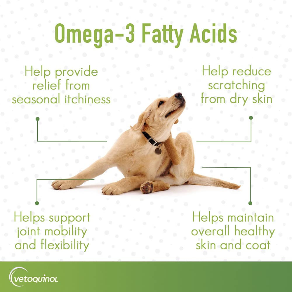 Vetoquinol Triglyceride Líquido Omega-3 se añade a la comida de tu mascota.
