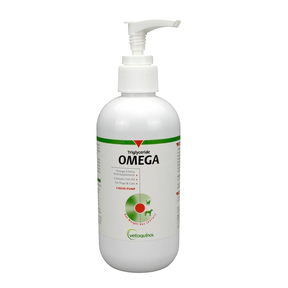 Vetoquinol Triglyceride Omega-3 bomba de dosificación para perros y gatos, aplicación limpia.