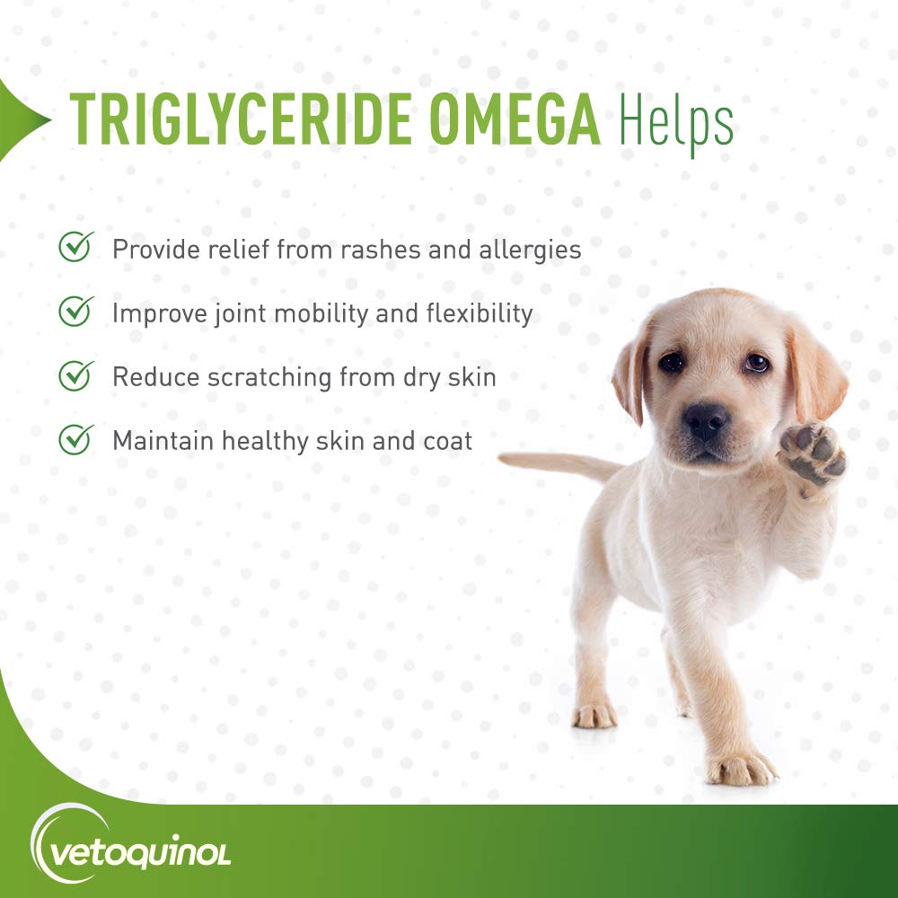 Vetoquinol Triglyceride Omega: cápsulas fáciles de administrar sobre la comida.