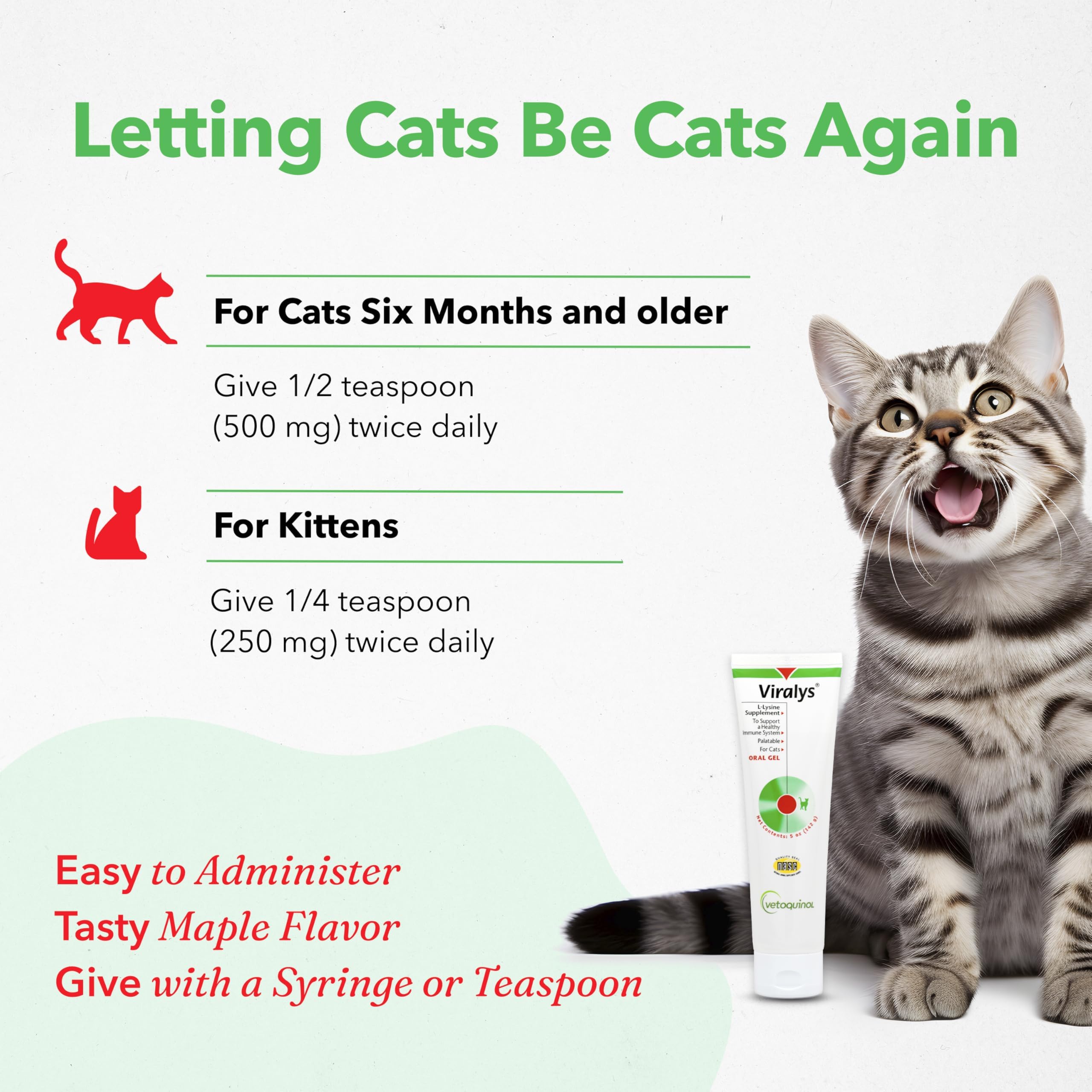 Vetoquinol Viralys Gel sabor arce, agradable para gatos.