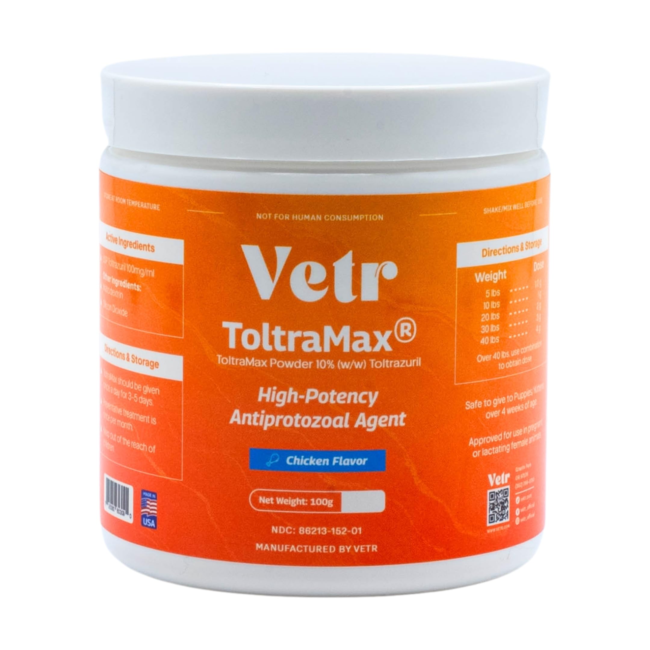 Vetr Toltramax polvo 10% para mascotas, facilita dosificar.