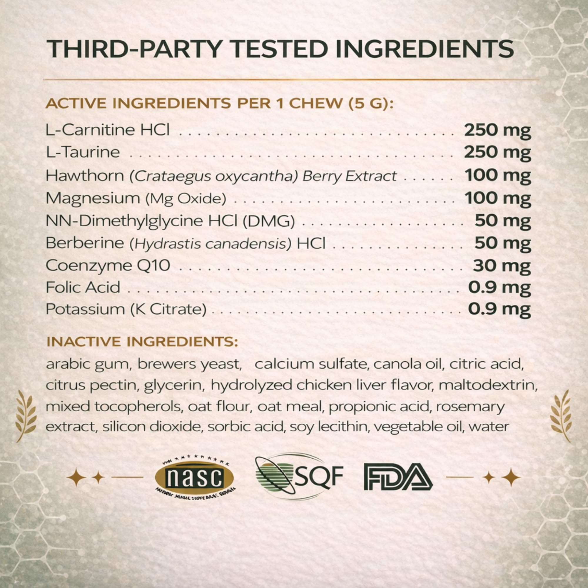 VetriScience Extra Strength Healthy Heart: taurina e ingredientes clave para el soporte cardíaco.
