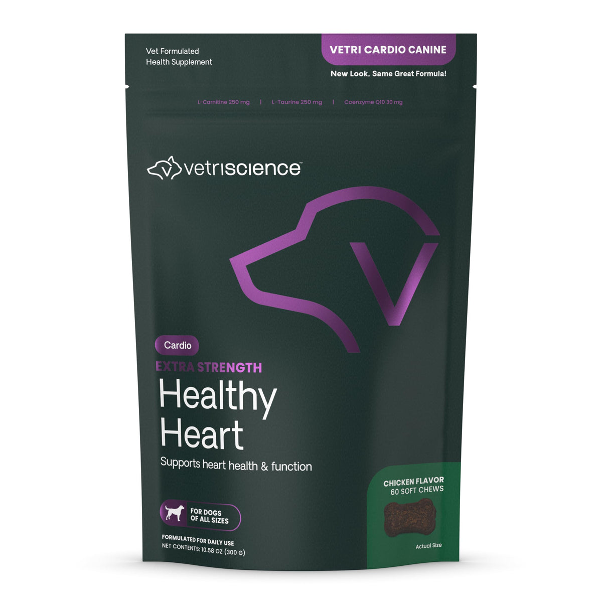 VetriScience Extra Strength Healthy Heart: premios masticables para perros, apoyo diario potencial para la circulación.