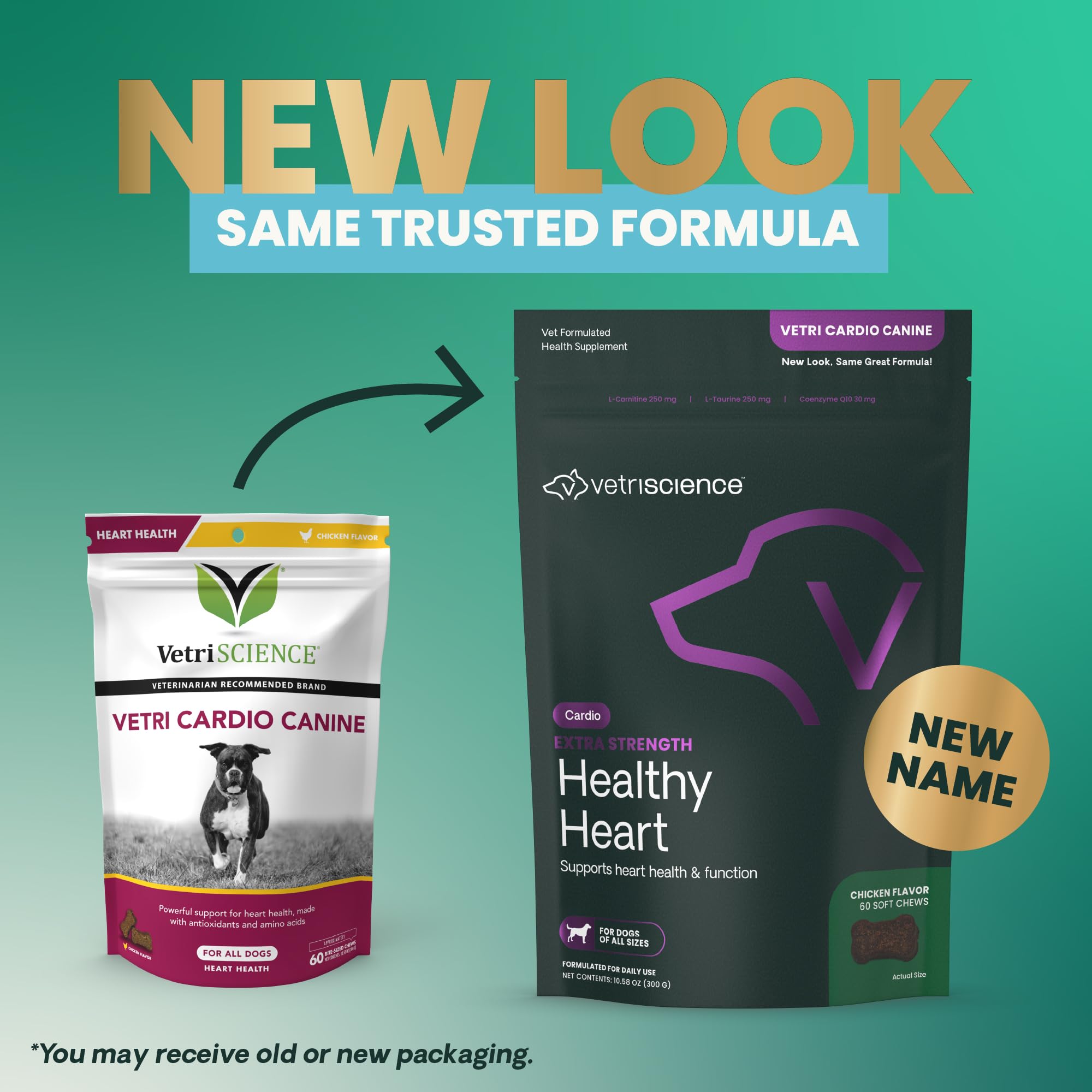 VetriScience Extra Strength Healthy Heart: sabor a pollo, masticables fáciles de dar.