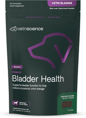 VetriScience Bladder Health: gomitas para perros, frasco, apoyo al control urinario diario.