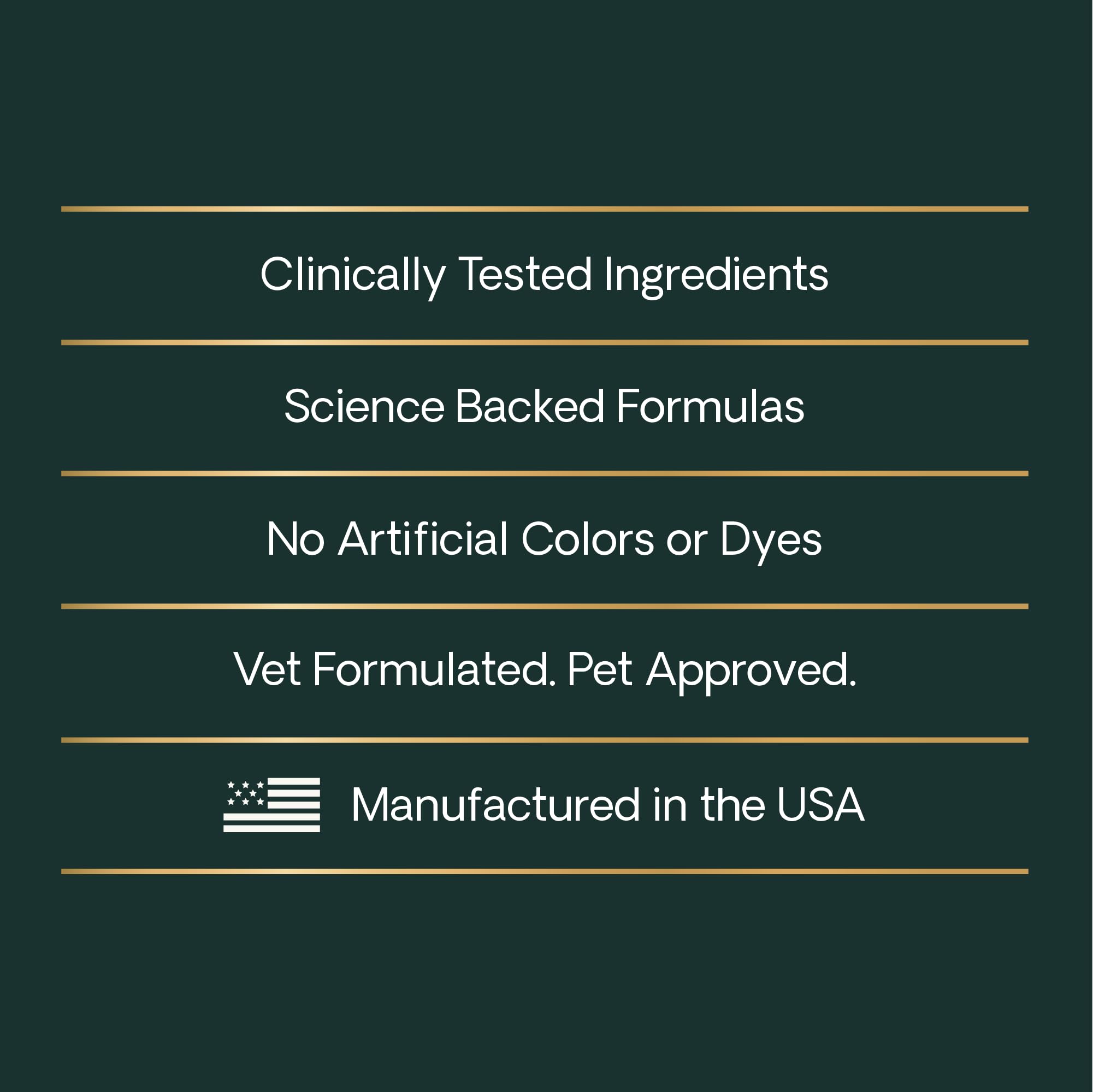 VetriScience Calma y Confianza, certificado NASC y pruebas de terceros.