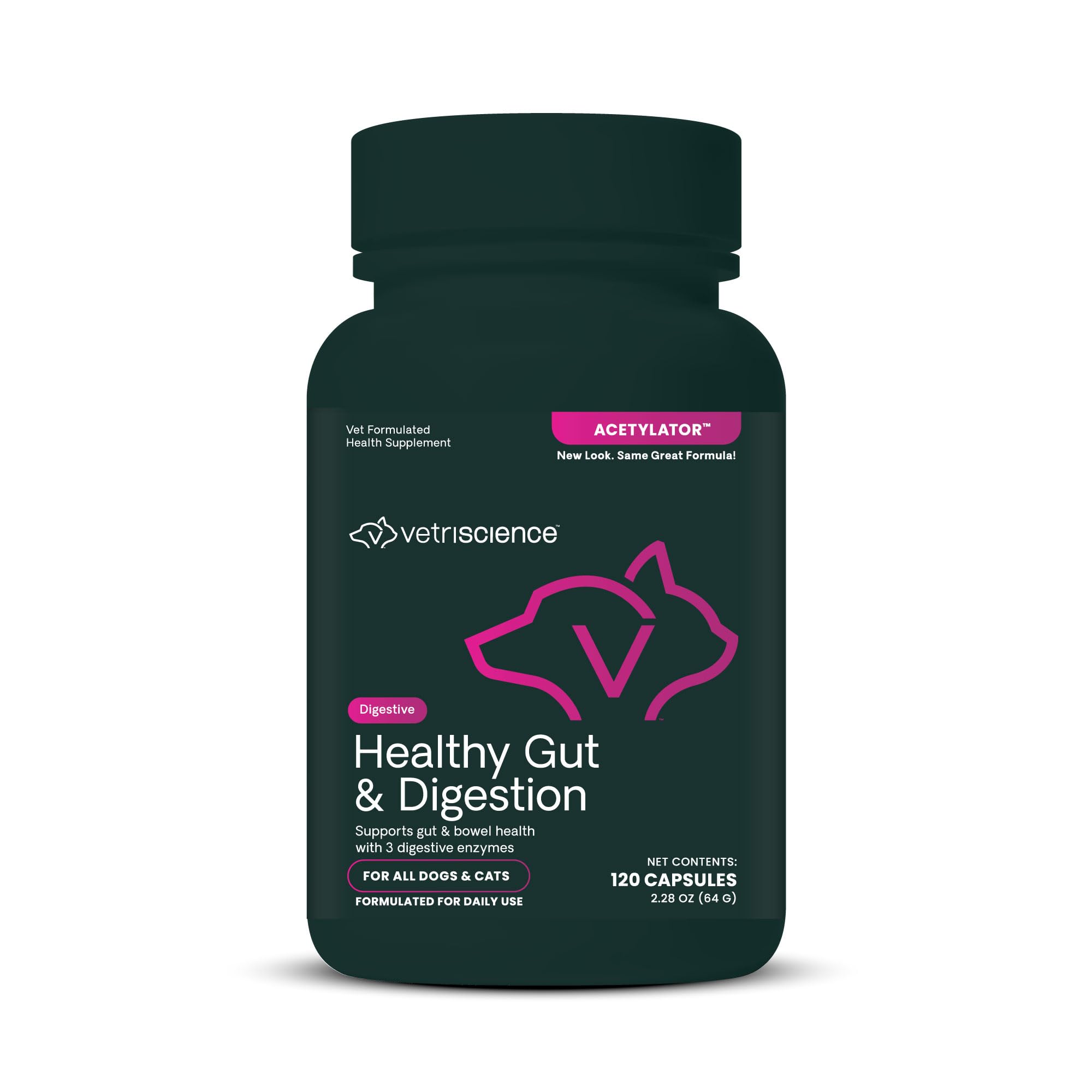 VetriScience cápsulas digestivas sanas para perros y gatos, apoyo diario a la digestión
