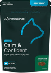 VetriScience Composure para gatos, sabor a trucha, ideal durante visitas al veterinario.