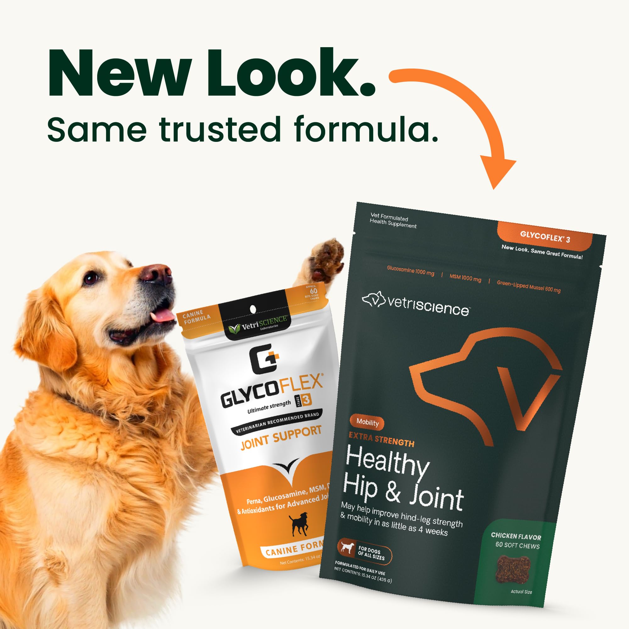 GlycoFlex 3 con glucosamina y MSM para soporte articular.