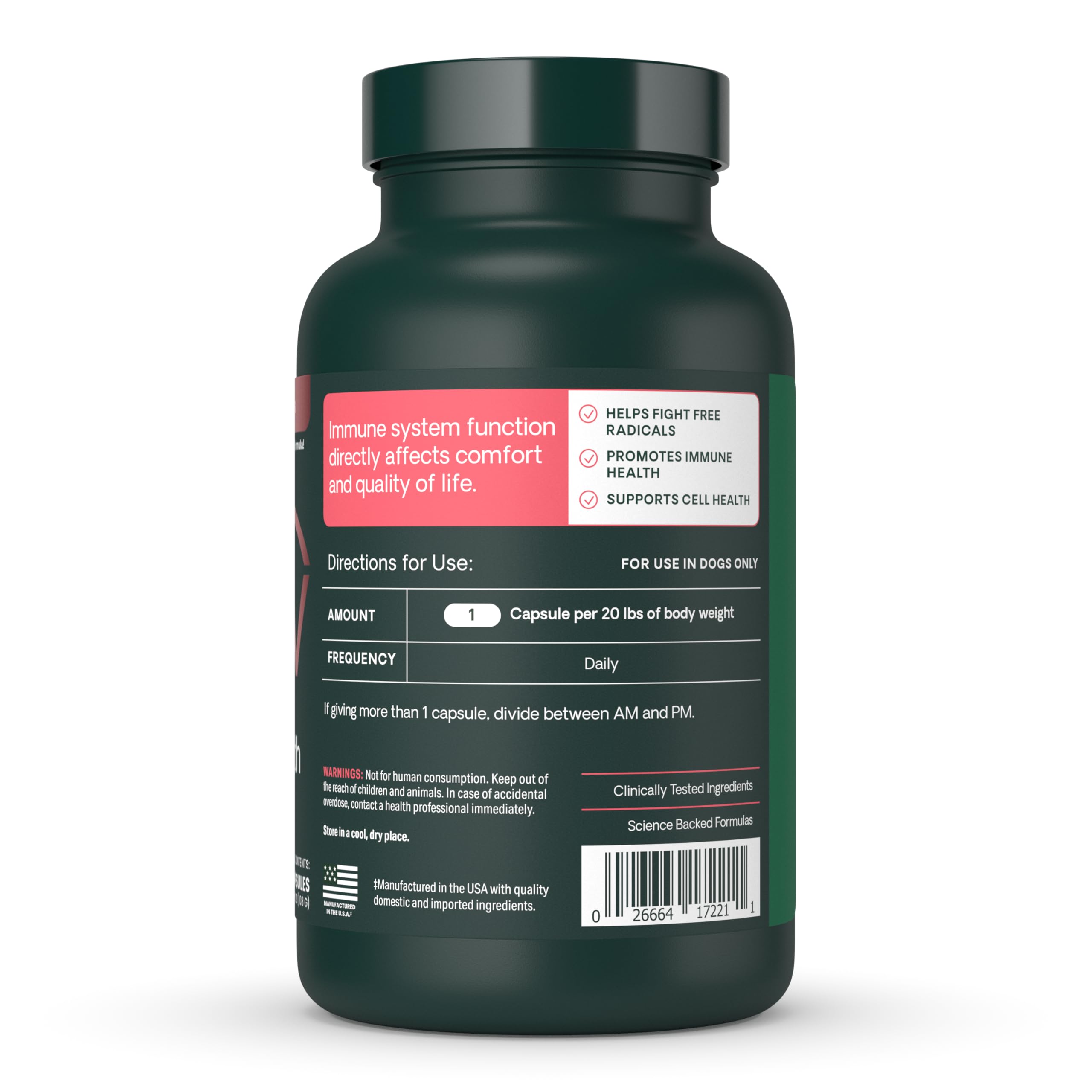 Etiqueta de ingredientes antioxidantes de Immunity Health.