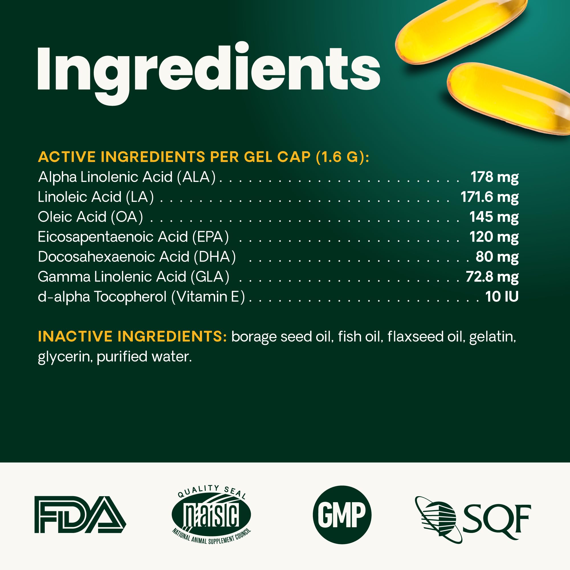 Vitamina E antioxidante para apoyar la piel.