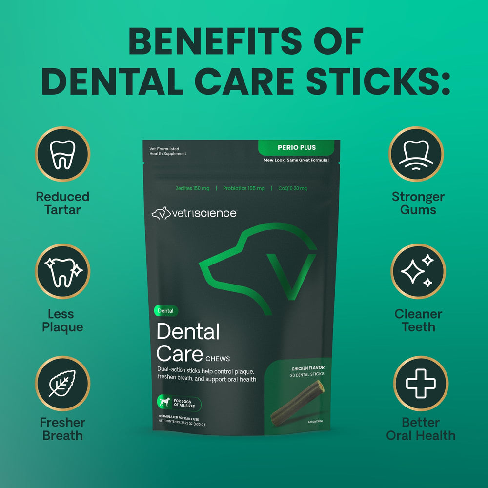 VetriScience Perio Plus Stix, centro suave para ingestión fácil.
