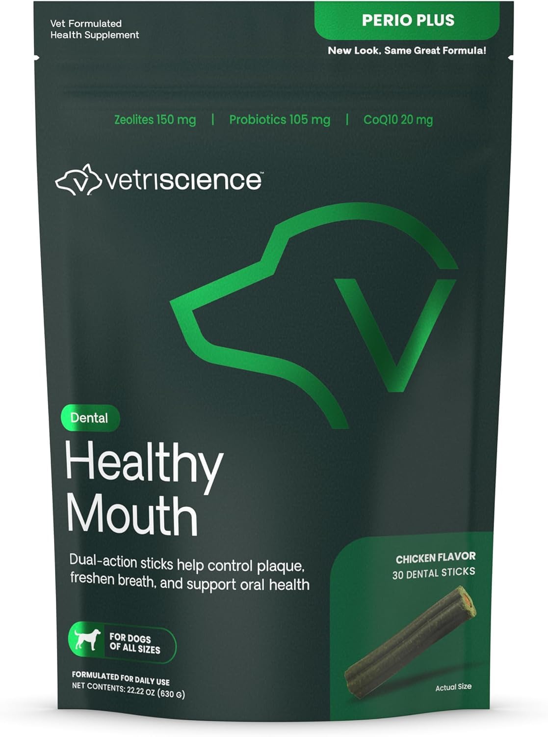 VetriScience Perio Plus Stix para perros, dientes más limpios.