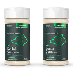 VetriScience Healthy Mouth polvo dental 2-pack espolvoreado sobre comida para dientes limpios
