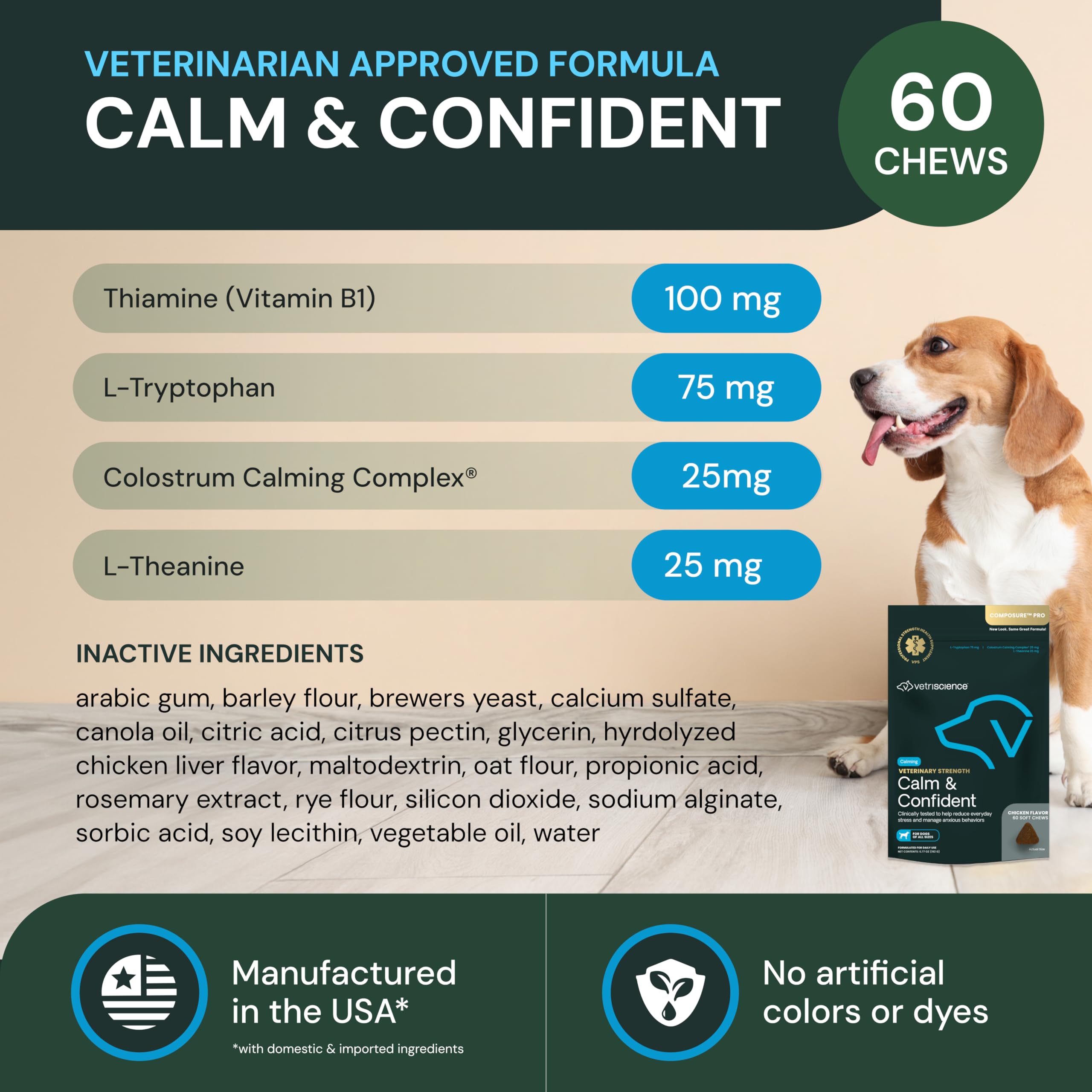 Relajación sin somnolencia con VetriScience, masticables para perros y gatos
