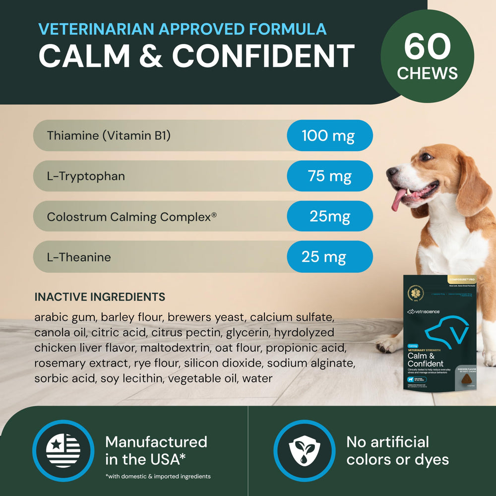 Relajación sin somnolencia con VetriScience, masticables para perros y gatos