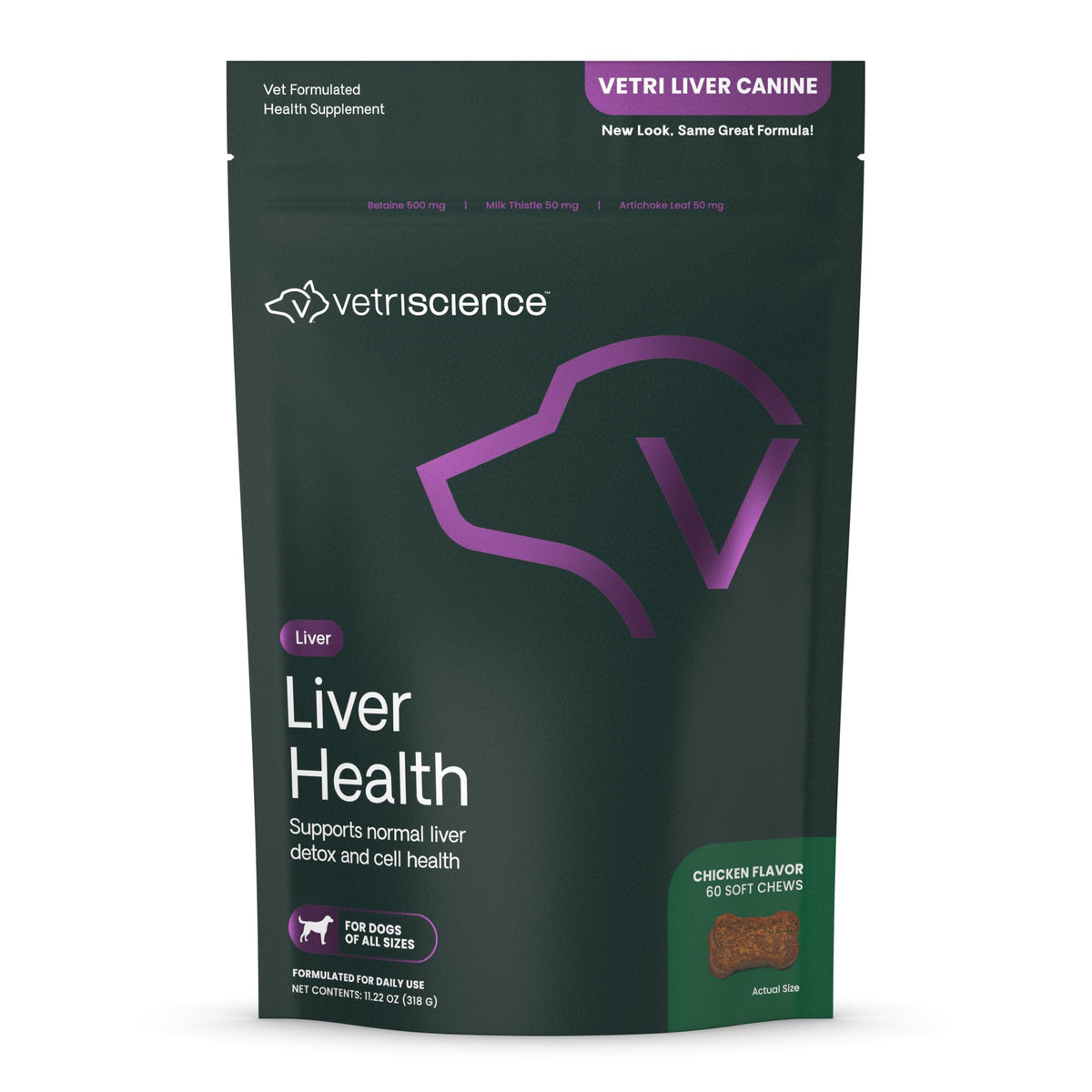 VetriScience Salud Hepática para perros: empaque visible y posible apoyo a la función hepática