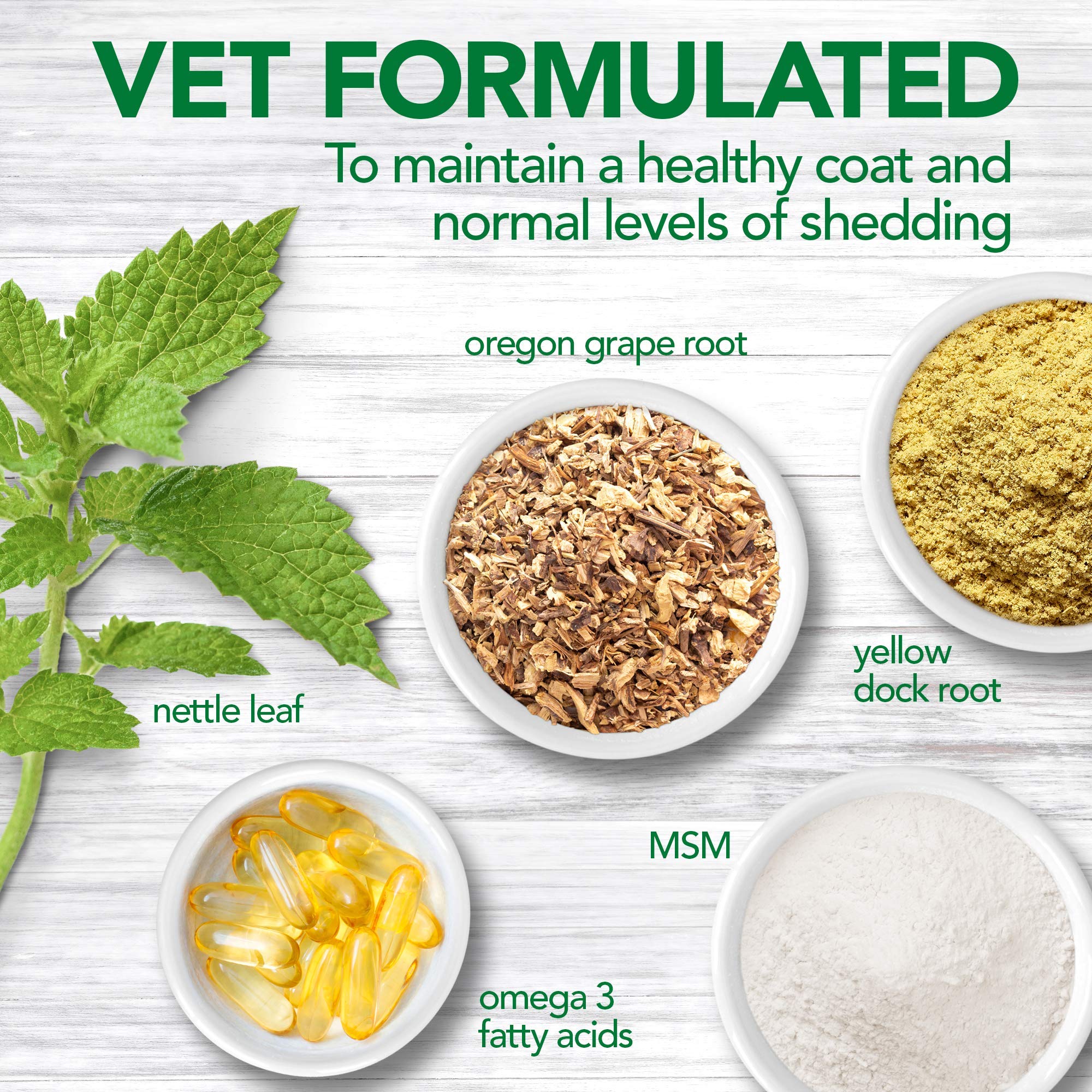 Vet's Best ingredientes naturales MSM omega para salud de piel y pelo