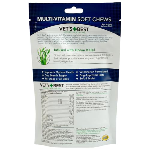 Vet's Best masticables suaves para perros, apoyo diario para energía.