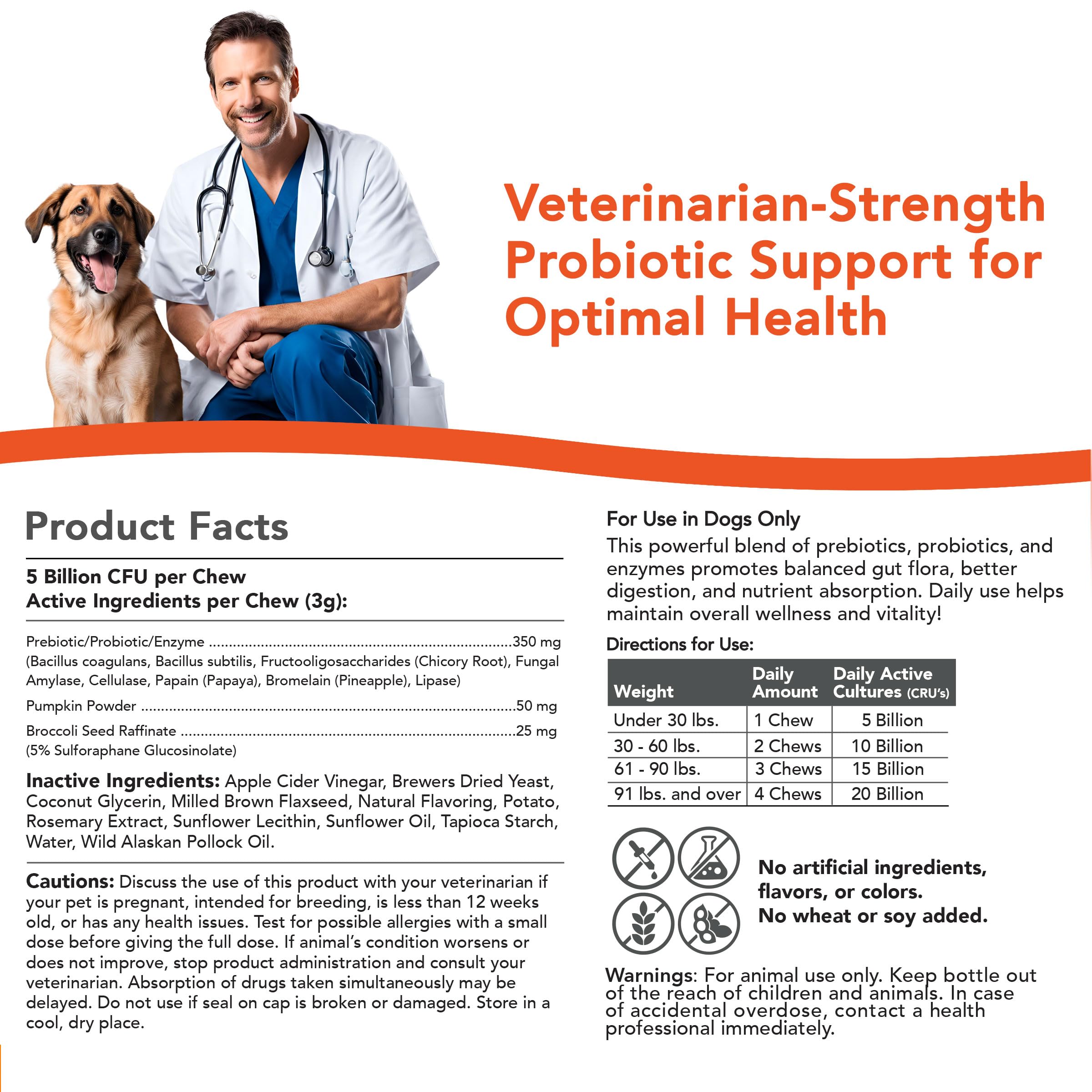 VetSmart Formulas Probiótico Multi Cepas Detalle: diversidad de cepas para apoyo probable.