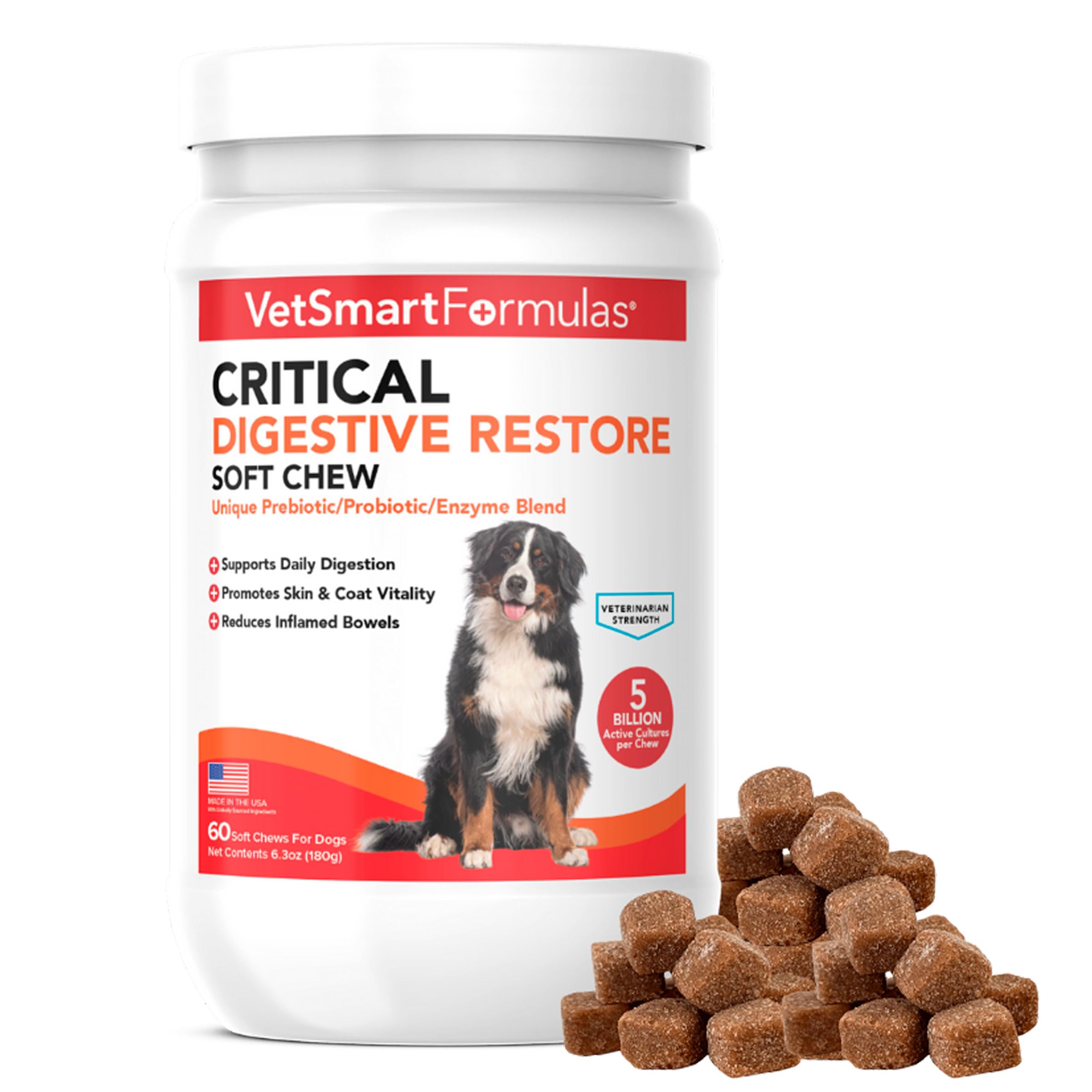 VetSmart Formulas Restauración Digestiva Crítica: botella visible, posible apoyo digestivo.
